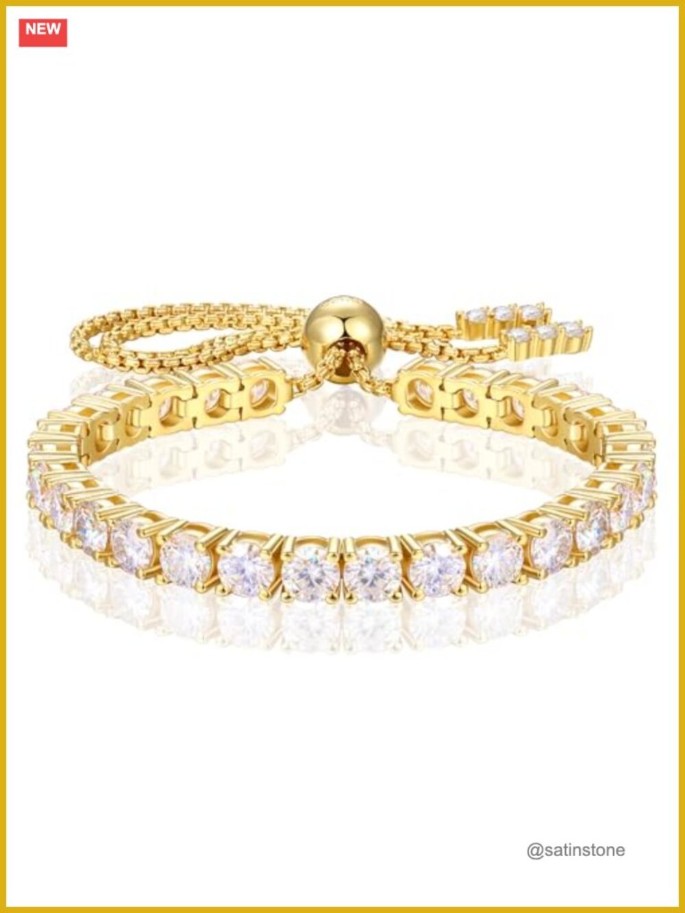 Moissanite Tennis Bracelet Adjustable 18K White Gold Plated S925 Sterling